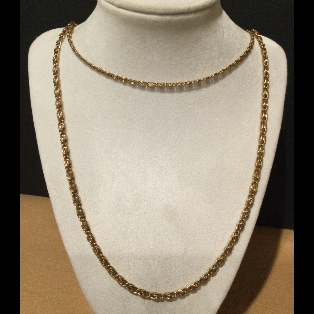 Quality Vintage Interlocking Link Two-Strand Neck… - image 1